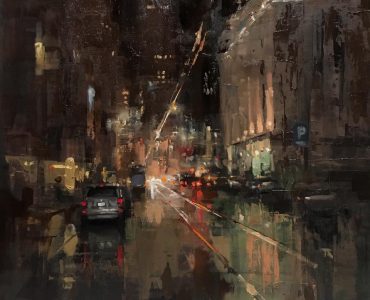 Thomas Ruckstuhl, oil painting city street scene - alumni