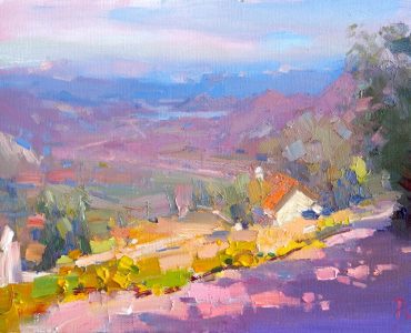 Landscape oil painting: Via Montenegro Valley, by Barry John Raybould